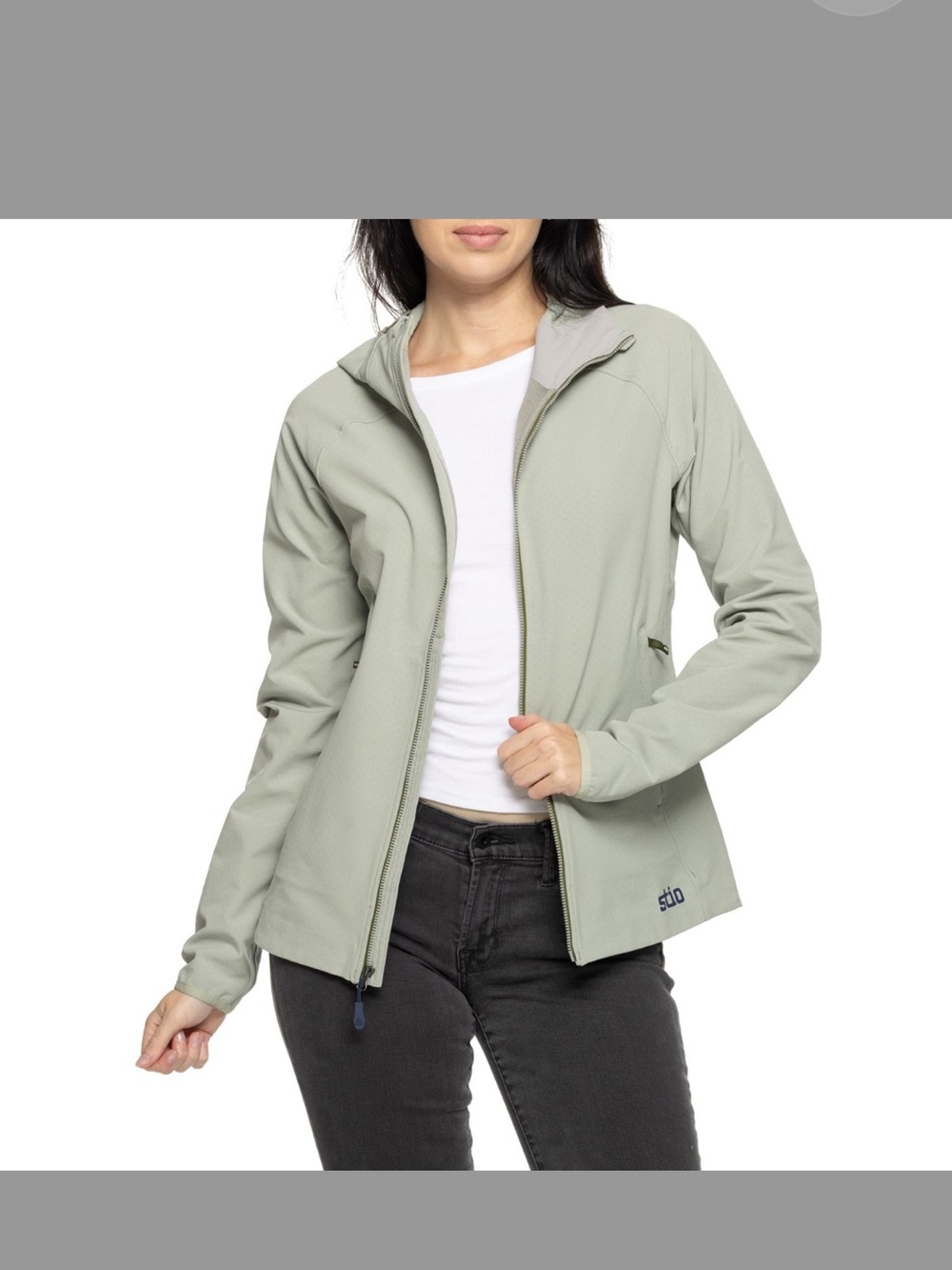 Stio Women's Sage Green Full-Zip Sidecut Hoodie Size SM